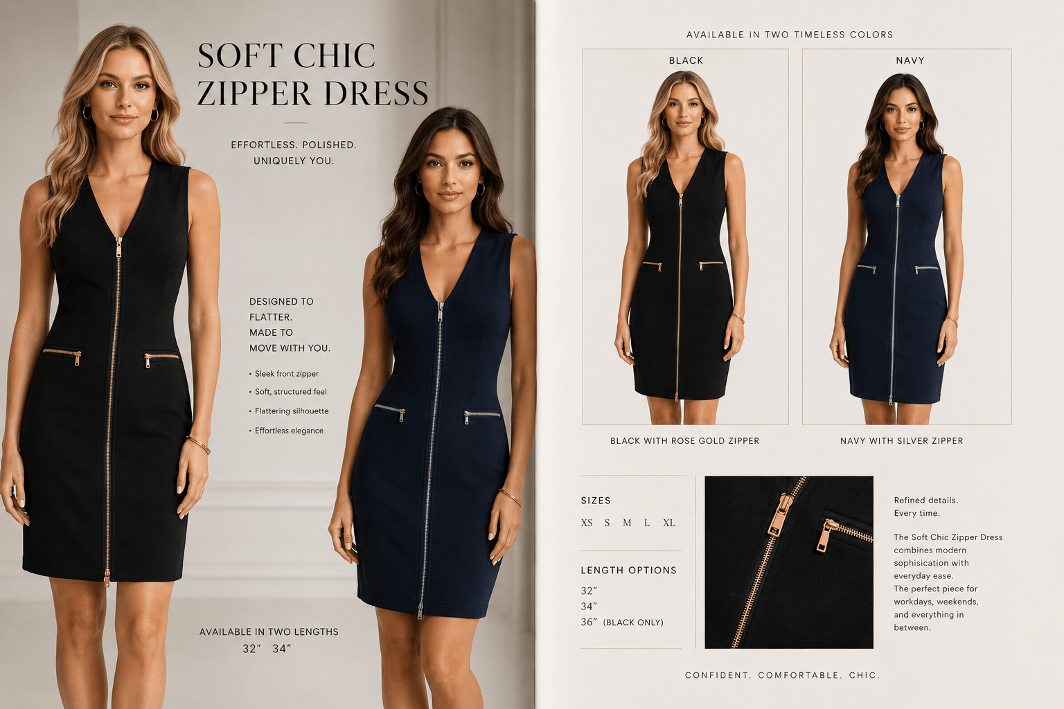 Nikkib Soft Chic Zipper Dress - Nikkib Sportswear
