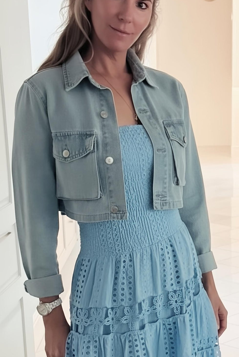 Sandy Cropped Jean Jacket - Nikkib Sportswear