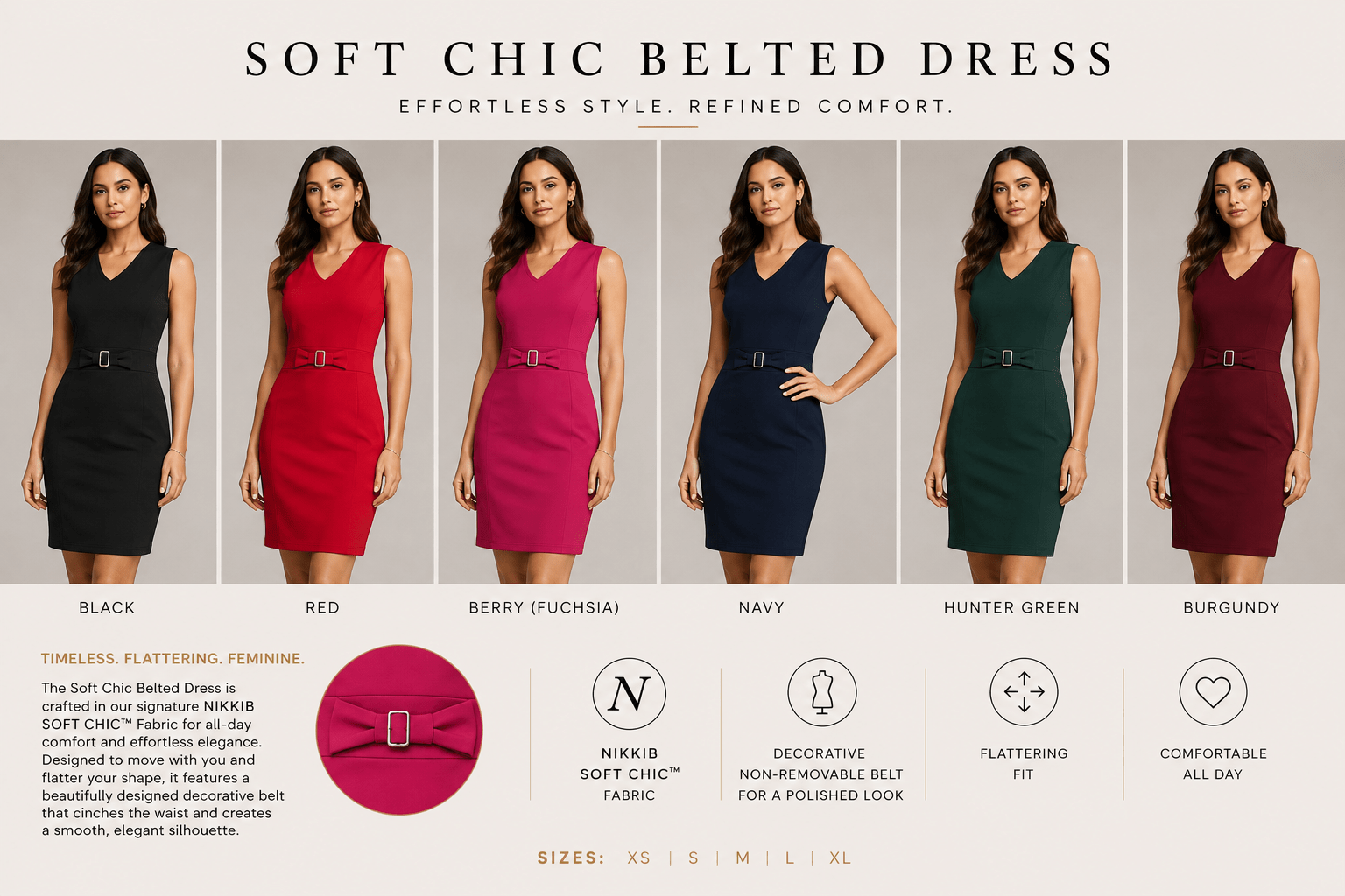 NIKKIB SOFT CHIC™ Belted Dress - Nikkib Sportswear