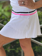 Pink & Black Laser Two Stripe Skort - Nikkib Sportswear