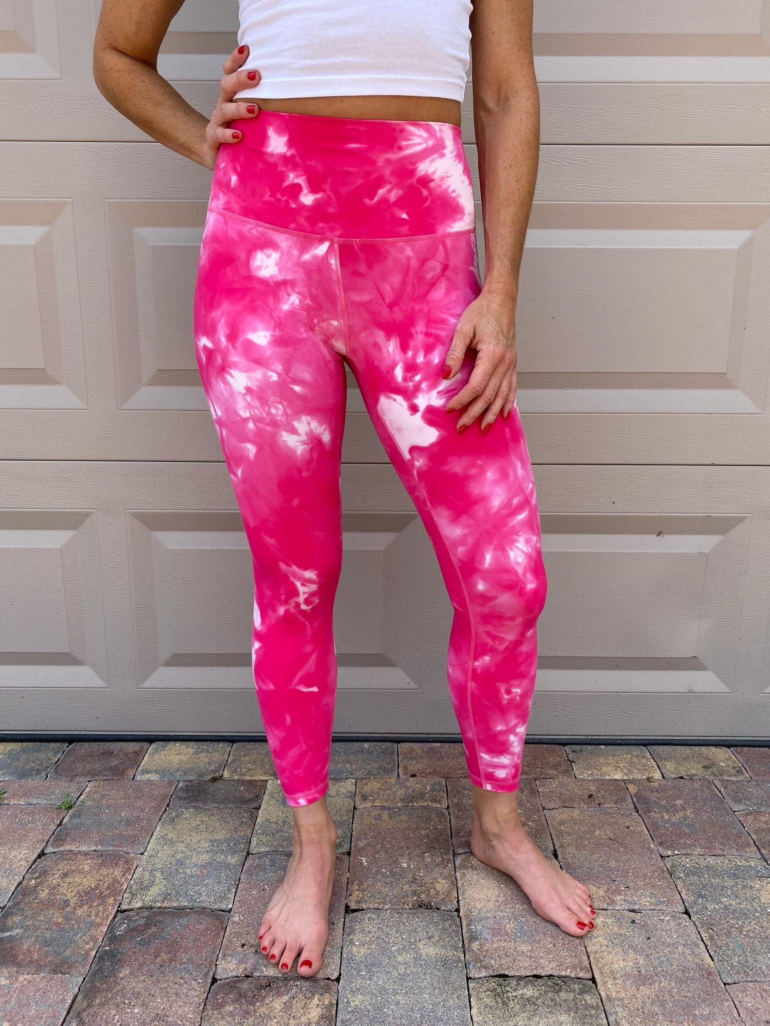 Tie-Dye Scrunch Leggings - Hot Pink - Darddi Collections