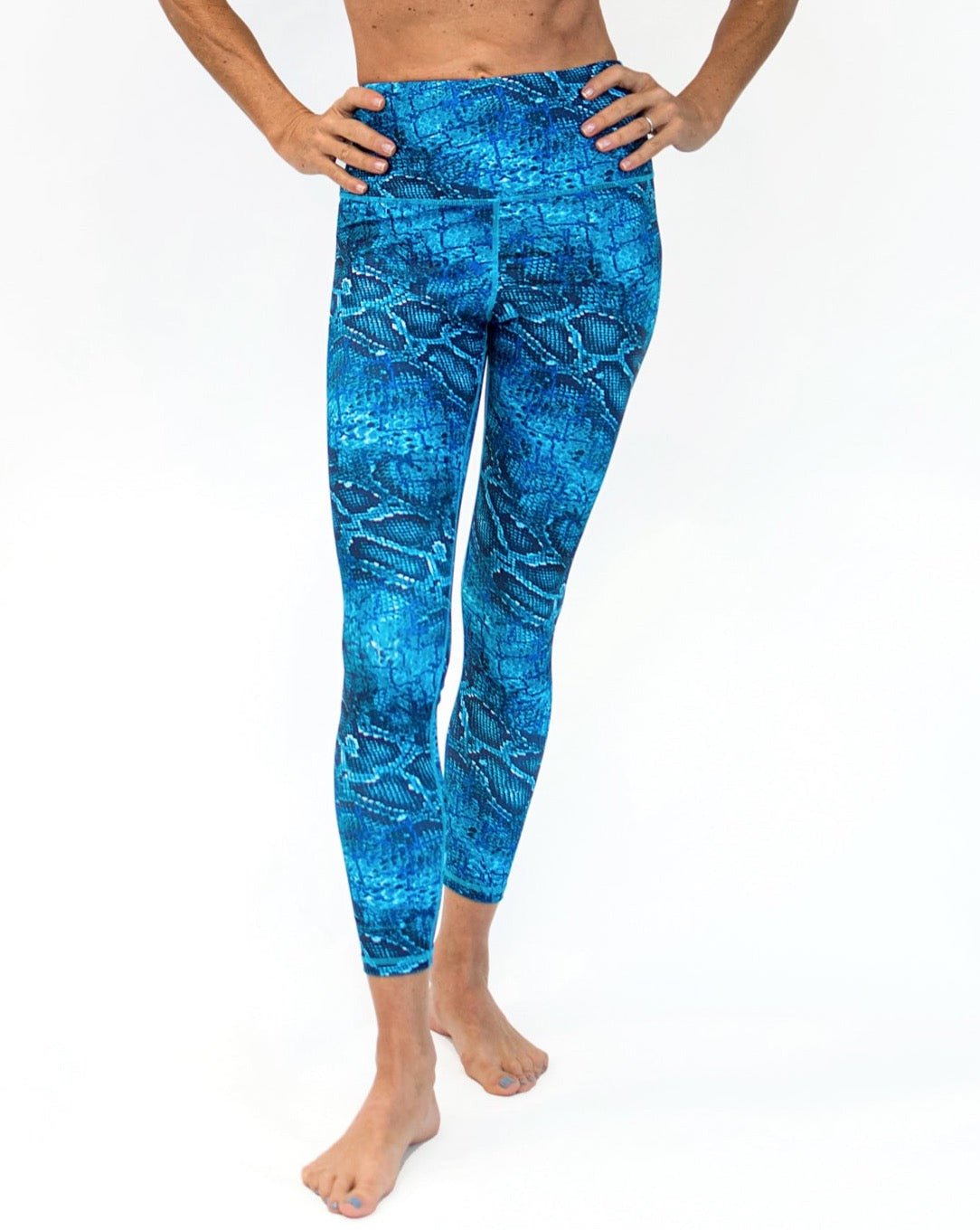 Pinnacle Blue Snakeskin Print Legging - Nikkib Sportswear