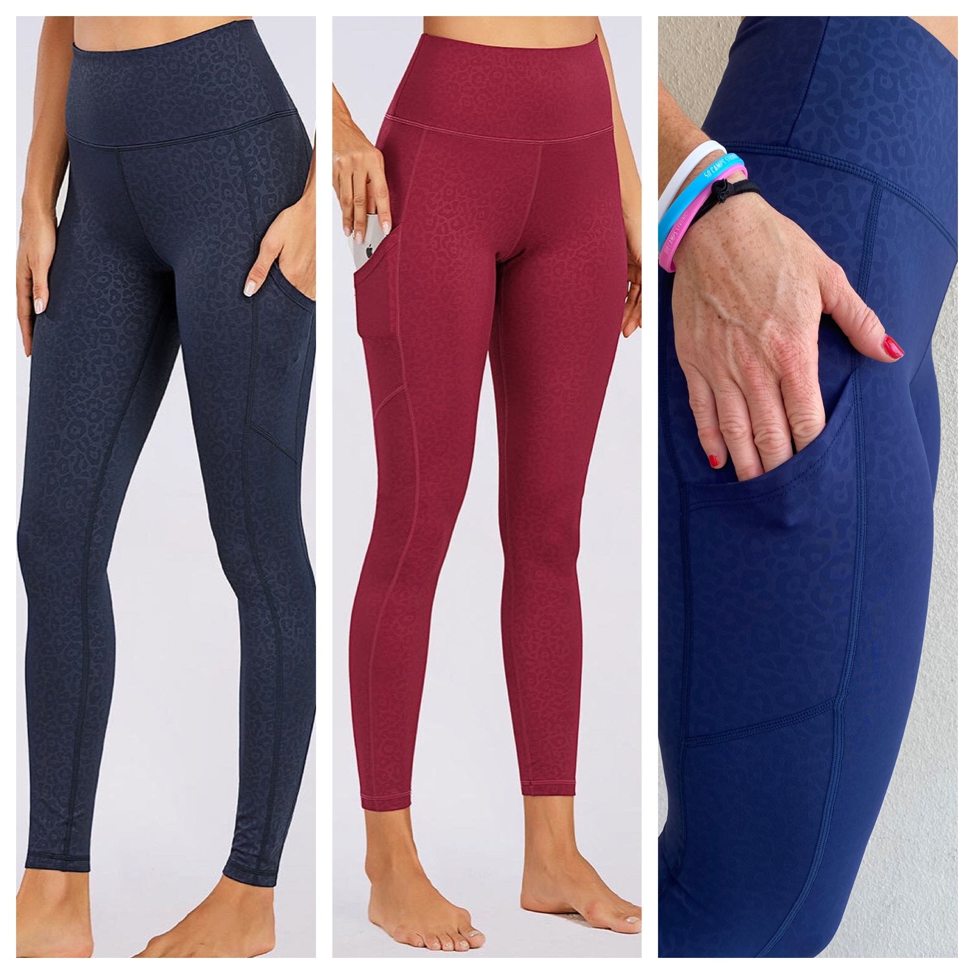 Premier Embossed legging with Pockets (3 colors) - Nikkib Sportswear