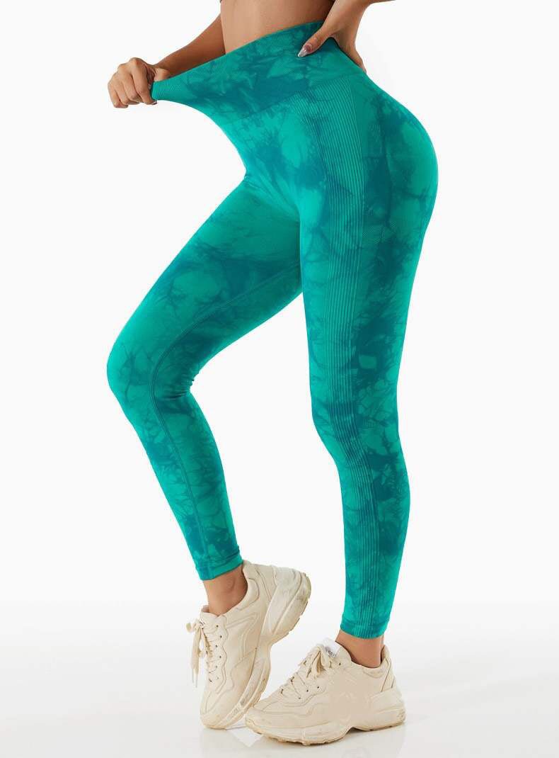 Seamless Tie Dye Marble Scrunch Butt Leggings 5 Colors Available - Nikkib Sportswear