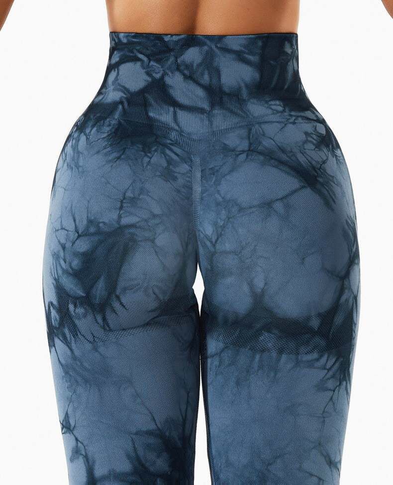 Seamless Tie Dye Marble Scrunch Butt Leggings 5 Colors Available - Nikkib Sportswear